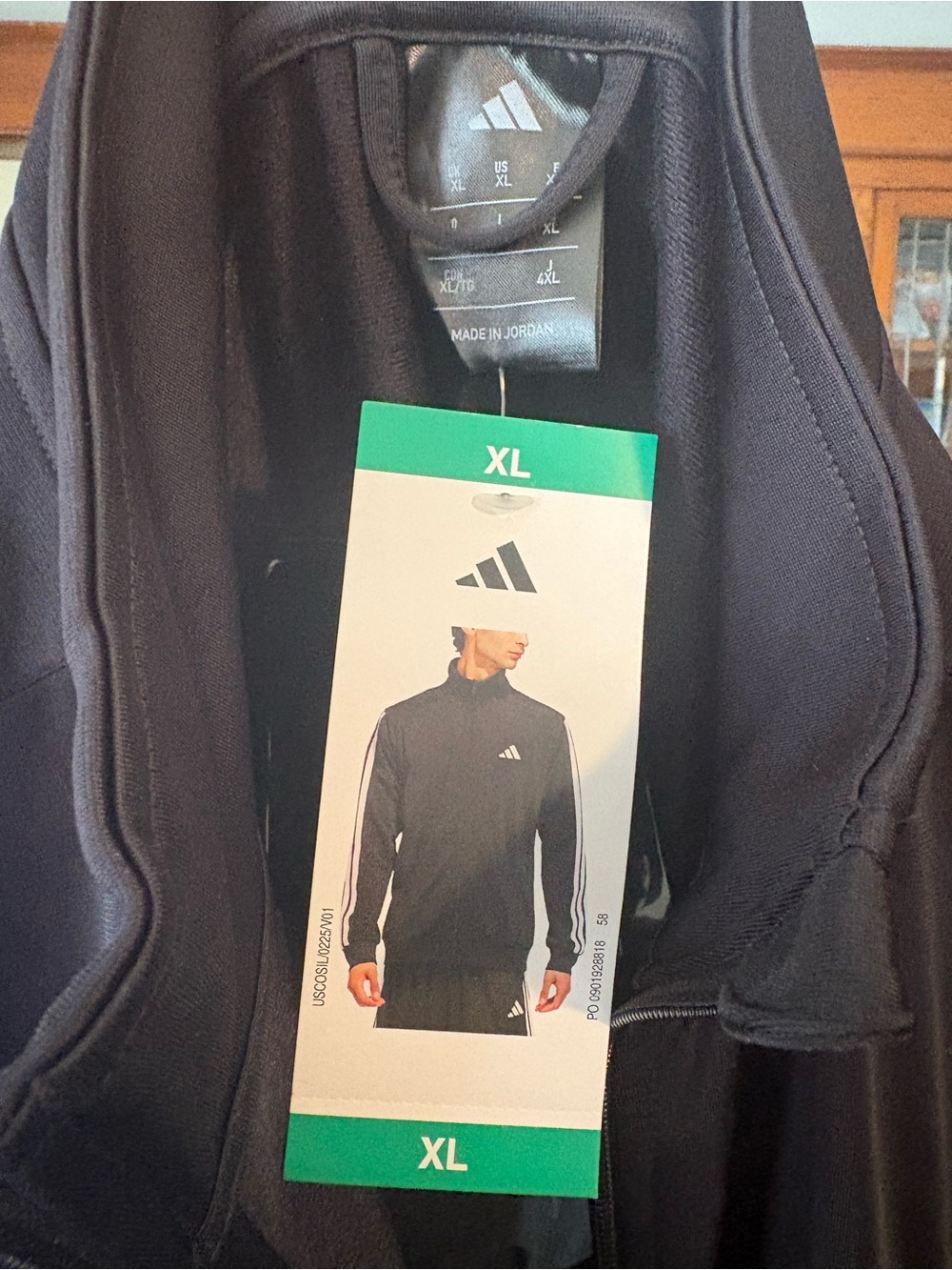 Adidas Black Full Zip Track Jacket Three Stripe Sleeves - Picture 6 of 7
